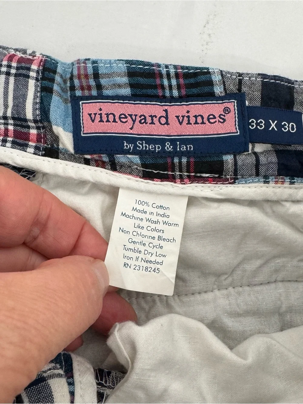 VINEYARD VINES Madras Plaid Pants Mens 31 x 29 Patchwork Multicolor